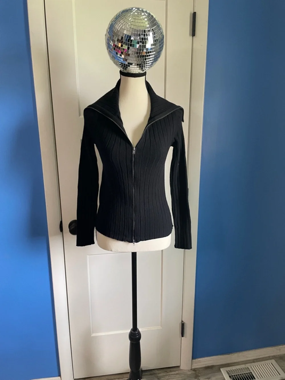 Universal Thread Black Ribbed Zip-Up Jacket - Picture 1 of 5